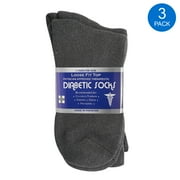 Diabetic Socks Men's & Women Crew Style Physicians Approved Socks, 3 Pairs, Size 9-11 (Charcoal Grey)