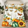 thumbnail image 2 of Manfei Autumn Pumpkin Sheet Set Full, Vibrant Sunflower Bed Sheets Set Full Size, Rustic Farmhouse Full Sheet Sets, Breathable Bedroom Decorative, 4pcs, 2 of 7