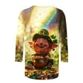 thumbnail image 5 of St. Patricks Day Ladies' St. Patricks Day Printed Round Neck Three Quarter Sleeve 3/4 Sleeve T-Shirt Loose Top, 5 of 5