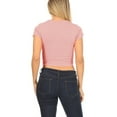 thumbnail image 4 of Women's Short Sleeve Stretch Lightweight Round Neck Solid Cropped Top T-Shirt, 4 of 4