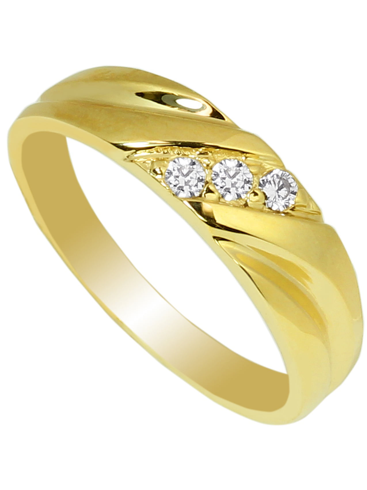 10k White Yellow Gold Mens Three Stone Diamond Wedding Band Engagement Ring Polished Fancy 1/10 ctw 
