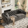 thumbnail image 2 of COPIAE 82 Inch Chesterfield loveseat Sofa,Tuxedo Arms Modern Couch Sturdy and Easy Installation, Small Sofa for Living Room Bedroom Office and Apartment,Velvet Fabric Dark Grey, 2 of 12
