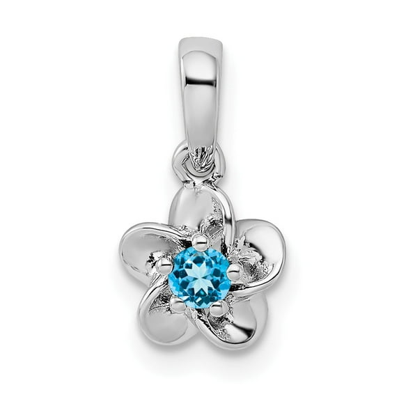 FB Jewels Sterling Silver Rhodium-plated Floral Blue Topaz Pendant