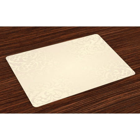Victorian Table Decor Ivory Placemats Set of 4 Classic Victorian Style Monochrome Damask Background with Swirl Floral Effects Artsy Print, Washable Fabric Place Mats for Dining Room Kitchen Table Decor,Cream, by Ambesonne ()