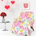 thumbnail image 5 of Valentine''s Day Fuzzy Blanket Conversation Candy Heart Throw Blanket Colorful Cozy Flannel Blanket for Home Bed Sofa Couch Chair, 50 x 60 Inch, 5 of 6