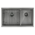 thumbnail image 3 of Ancona 32” 60/40 Double Bowl Undermount Kitchen Sink with Grid and Roll-Up Mat, 3 of 6