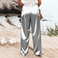 thumbnail image 4 of Palazzo Pants for Women Satin Wide Leg Plicated Silky Pull on Party Dress Casual Pant Trouser Gray L, 4 of 5