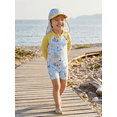 thumbnail image 6 of BemeyourBBs Newborn Baby Boys Girls One Piece Swimsuit with Hat Infant Bathing Suit UPF 50+ Rash Guard Zipper Swimwear Long Sleeve Fishing Duck Printed Summer Beachwear, 6 of 9