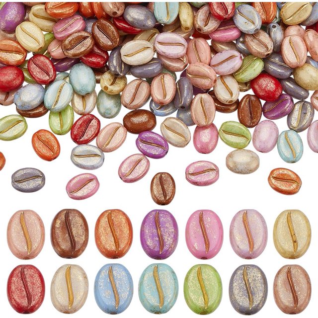 280PCS Imitation Coffee Bean Beads 14 Colors Opaque Acrylic Coffee Beads Decorative Spacer Beads Craft Loose Beads for Bracelets Necklace Earrings Making DIY Supplies Decorations