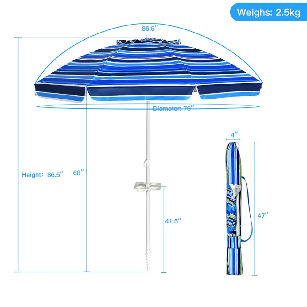 Aimee Lii 7.2 Feet Portable Outdoor Beach Umbrella with Sand Anchor and Tilt Mechanism, Sunbrella Patio Umbrellas, Navy Aimee Lii 7.2 Feet Portable Outdoor Beach Umbrella with Sand Anchor and Tilt Mechanism, Sunbrella Patio Umbrellas, Navy