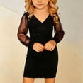 thumbnail image 2 of HXWCHs Robe Grande Fille Robe de Soirée à Paillettes Manches Longues en Maille Élégante Mini Robe de Soirée pour Occasions Festives Noire 9-10 Ans, 2 of 6