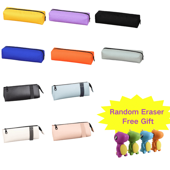 Qjidjing Sleek Large Capacity Stationery Box, PU Waterproof Pencil Case Minimalist Style for Daily & Office Use