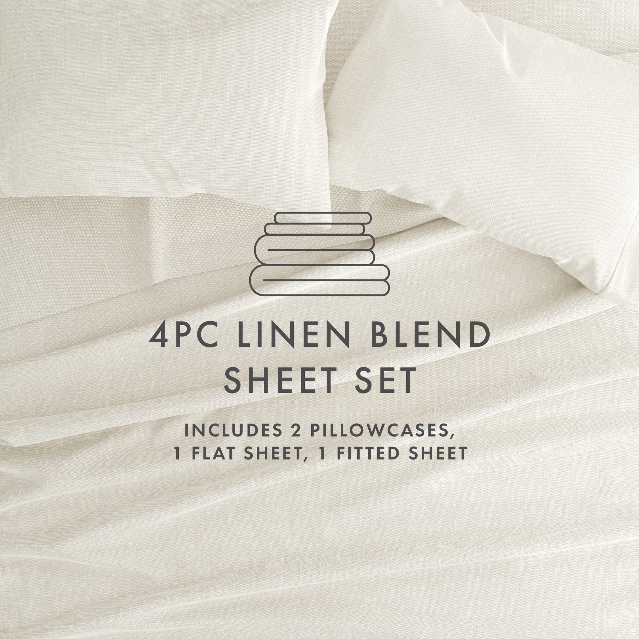 Noble Linens 4 Piece Linen Bamboo-Blend Bed Sheet Set, Natural, Full