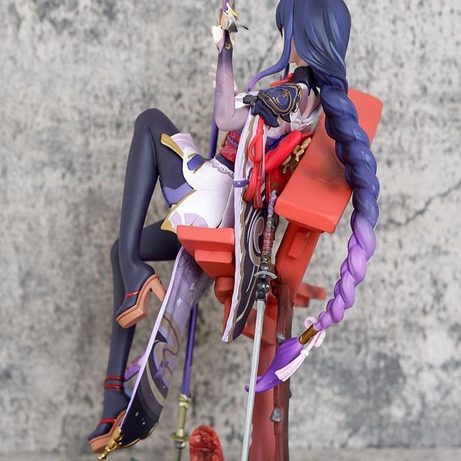 Raiden Shogun Figure Sitting Big Size Raiden Shogun Genshin Impact Anime Figures 35cm/13.8inch PVC Game Character Model Decoration Craft Gift