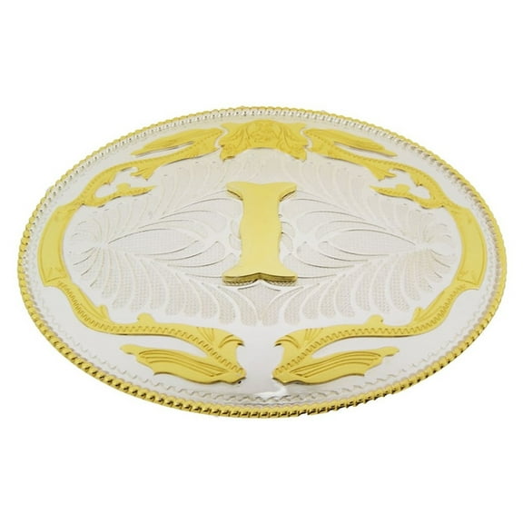 Big Initial I Letter Alphabet Belt Buckle Western Cowboy Rodeo Gold Silver Metal