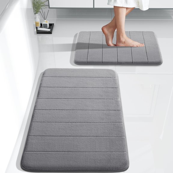 Juego de alfombrillas de baño Yimobra Memory Foam, 2 piezas, color gris, 43 x 63+80 x 50 cm