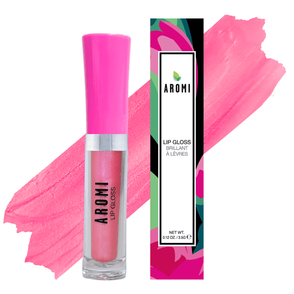Aromi Light Pink Lip Gloss | Baby Pink with Warm Undertones, Moisturizing, Plumping Vegan, Gluten Free (Piggie Pink)