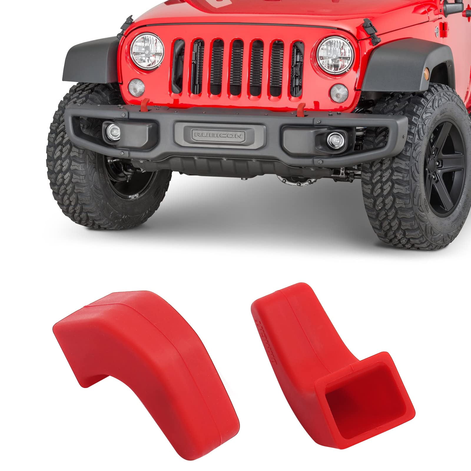 DKMGHT Factory Bumper Tow Hook Covers Compatible with Jeep Wrangler JK JL  Gladiator TJ, Red Tow Hook Protector Jeep Wrangler Accessories 2007-2022  (2Pcs) 