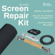 39x118 inch Windows and Screen Door Replacement Repair Kit with Tool Set for Easy Installation, Black