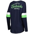 thumbnail image 3 of Women's New Era College Navy Seattle Seahawks Athletic Varsity Lightweight Lace-Up Long Sleeve T-Shirt, 3 of 3