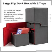 Card Storage, Large 3 Trays Flip Deck Case for 220+ Sleeved Cards, Faux Leather Double Deck Box for YuGiOh, TCG, MTG, Uno, Ultraman, Baseball Cards