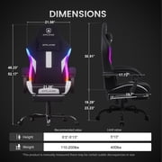 GTPLAYER RGB Gaming chair with footrest and Lumbar Support , Ergonomic LED Light Office Chair for Adults