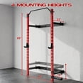 thumbnail image 2 of Folding Wall Mounted Squat Rack, 1000lbs Capacity Multi-Functional Power Rack, with Pull Up Bar, J Hooks and Landmine, for Weights, Bars and Equipment, for Small Space Apartments and Garage Workouts, 2 of 6