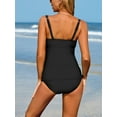 thumbnail image 3 of Charmo Tankini Swimsuit for Womens Ruched Two Piece Swimwear V Neck Tummy Control Bathing Suit, 3 of 3