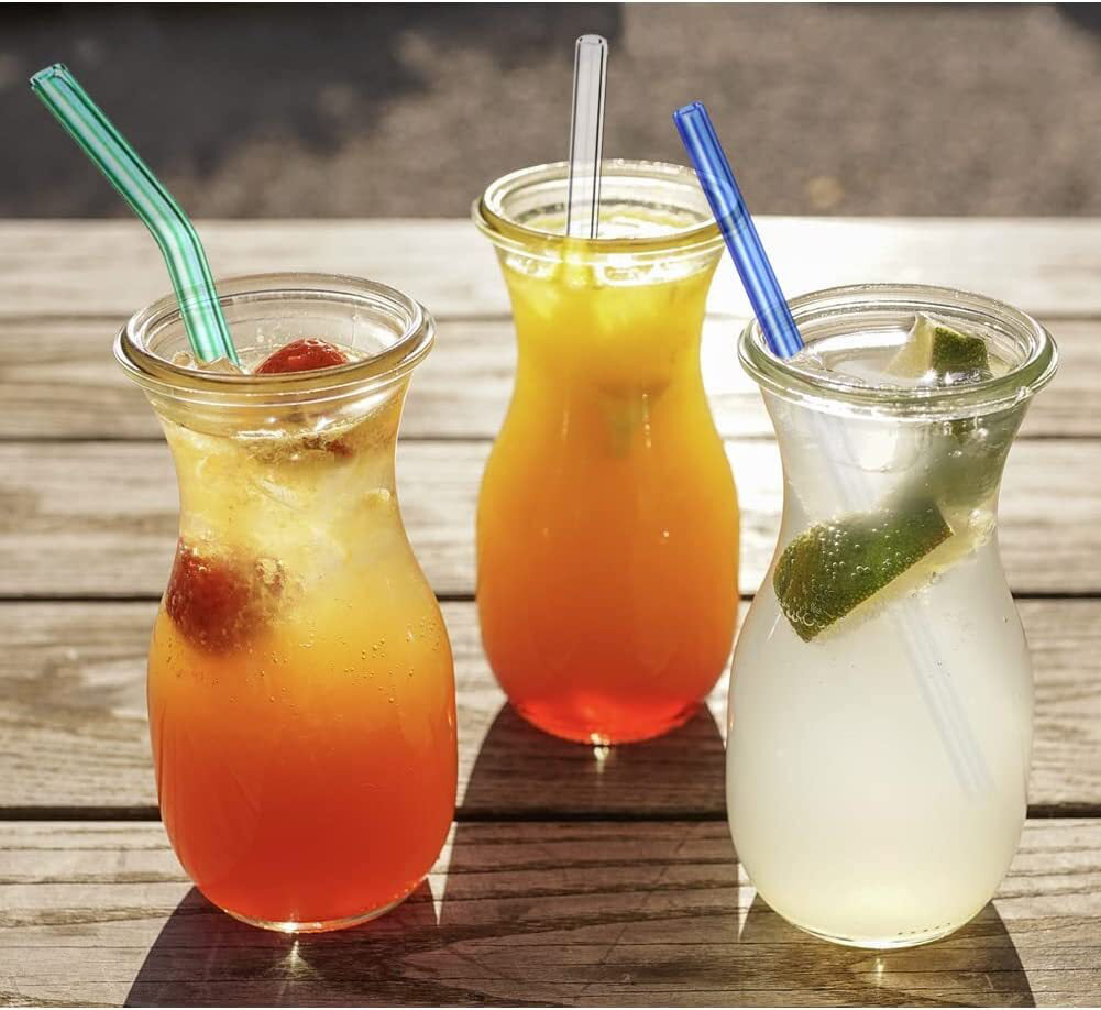  10 Pieces Glass Straw Tips Cover Reusable Drinking