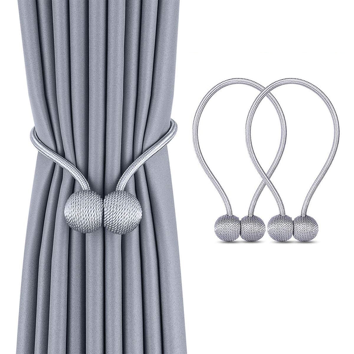 Curtain Tie Backs Tassels Gray & White-Gold Long Tassels 13 Inch Rope Tie Back 
