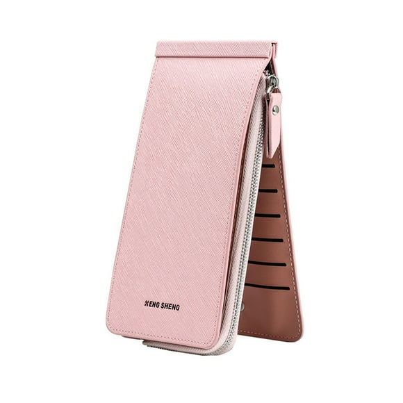 Pompotops Multifunctional Long Wallet, Women Zipper Pocket Leather Credit Card Holder Bifold Wallet With 26 Card Slots Clearance