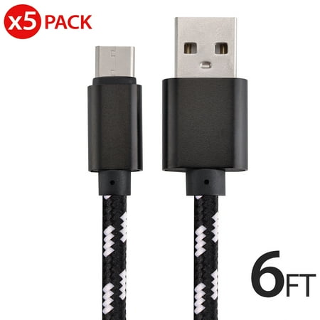 5x 6FT USB Type C Cable Fast Charging Cable USB-C Type-C 3.1 Data Sync Charger Cable Cord For Samsung Galaxy S9 S9+ Galaxy S8 S8 Plus Nexus 5X 6P OnePlus 2 3 LG G5 G6 V20 HTC M10 Google Pixel XL price history on PriceWatchPro