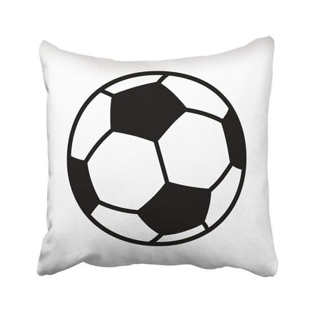 WOPOP White Soccer Ball Association Football Flat For Sports Apps And Websites Black Clipart Pillowcase Cover 16x16 (Best Soccer News App)
