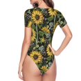 thumbnail image 4 of Naloa Sunflowers Women's Short-Sleeved Onesie, One-Piece Swimsuit for Parties, dates, clubs - Medium, 4 of 9