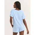 thumbnail image 3 of Joyspun Women's French Terry Short Sleeve Top and Shorts Set, 2-Piece, Sizes XS-3X, 3 of 6