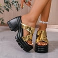 thumbnail image 4 of Dakaela High Chunky Platform Heels for Women Comfortable Block Heel Open Toe Slip on Summer Sandals, 4 of 7