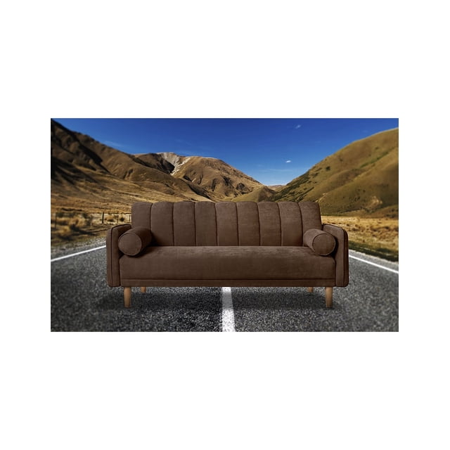 Sofá Cama de Velvet Chocolate con Tecnología Beehive Airflex Foam Modelo Draco