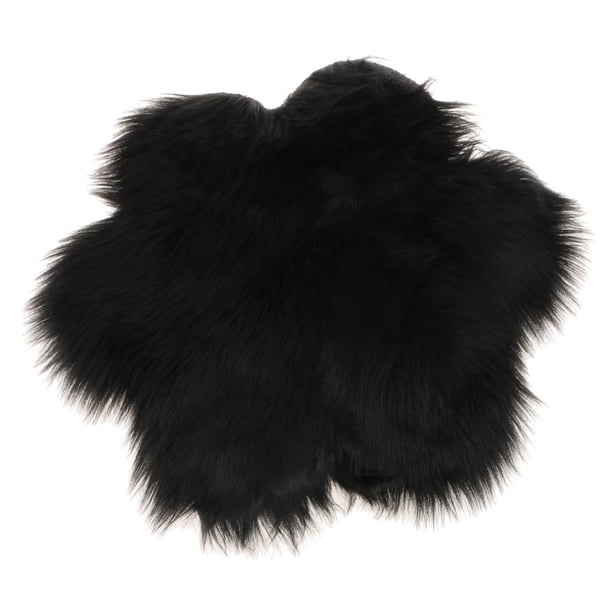 Alfombra de pelo sintético, cojín de yoga peludo, esterilla de meditación. Negro