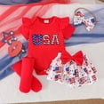 thumbnail image 2 of WUANDIXFA 4th of July Baby Girl Clothes Bow/Ice Cream Print Romper Short Skirt Sets My First 4th of July Baby Girl Outfit (Red, 6--9 Months), 2 of 9