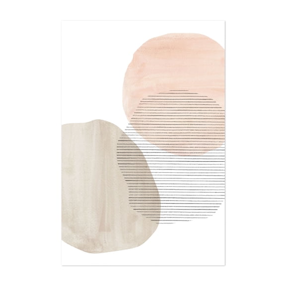 Pastel abstract organic shapes - Mixed Media Abstract Minimalist Geometric Watercolor Pastel Line Art Modern Art Unframed Wall Art Print 4 x 6 inches