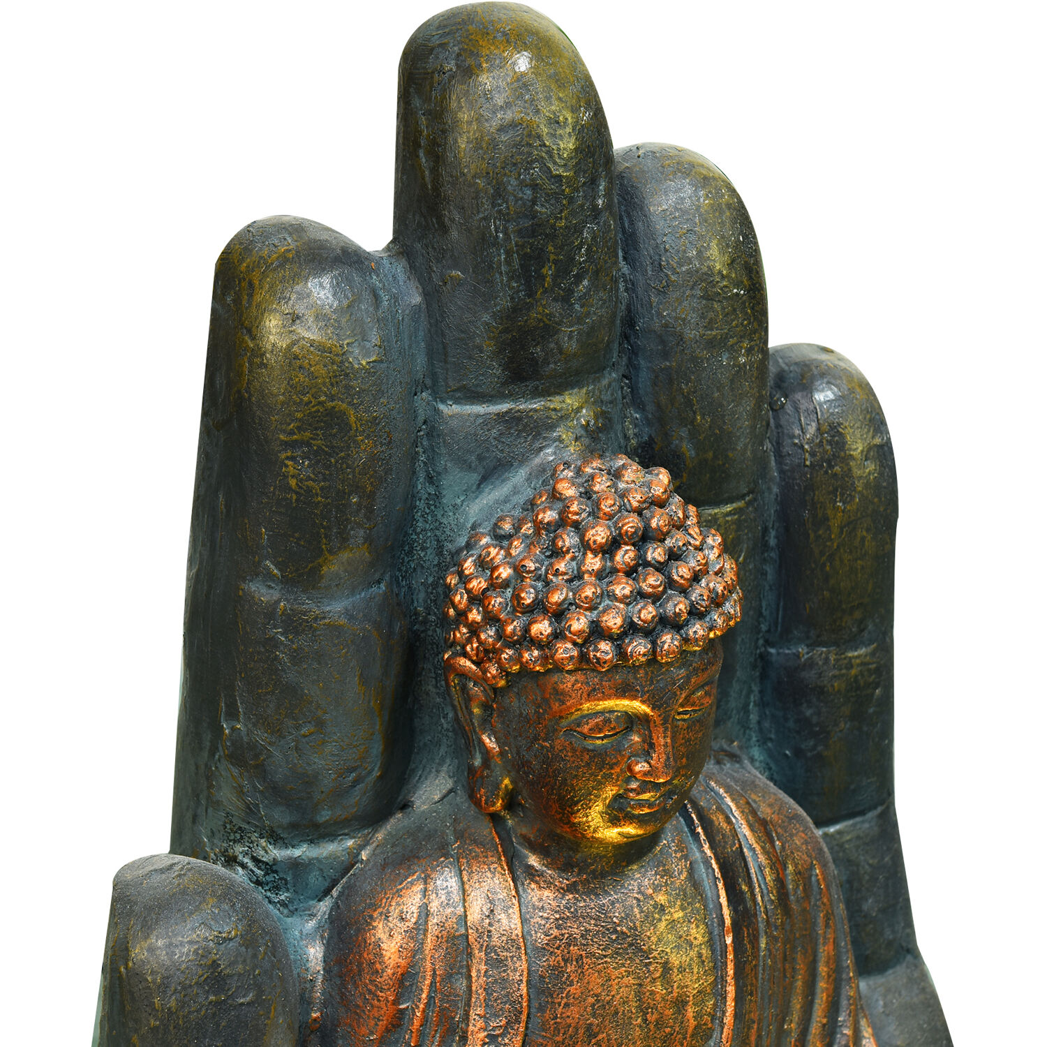 Hanover 21-In. Buddha Hand of Protection Indoor or Outdoor Garden Fountain with LED Lights for Patio, Deck, Porch, HAN021BUDDHA-03