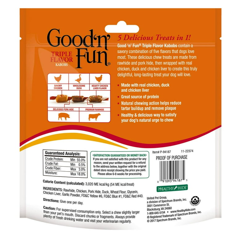 Good N Fun Triple Flavor Kabob Dog Treats 36 ct