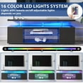 thumbnail image 7 of 63" TV Stand, Gaming Entertainment Center Media Storage Console Table for 70 Inch TV, TV Unit with Large Sliding Drawer, Glass Open Shelf, Side Cabinet and LED Light, Black, 7 of 7