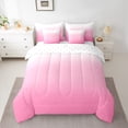 thumbnail image 2 of Feelyou Teens Abstract Ombre Twin Bedding Sets 7-Piece, Girly Pink Gradient Bedding Comforter Set, Modern Fashion Princess Reversible Sheet Sets, Microfiber Bedroom Decor, 2 of 8