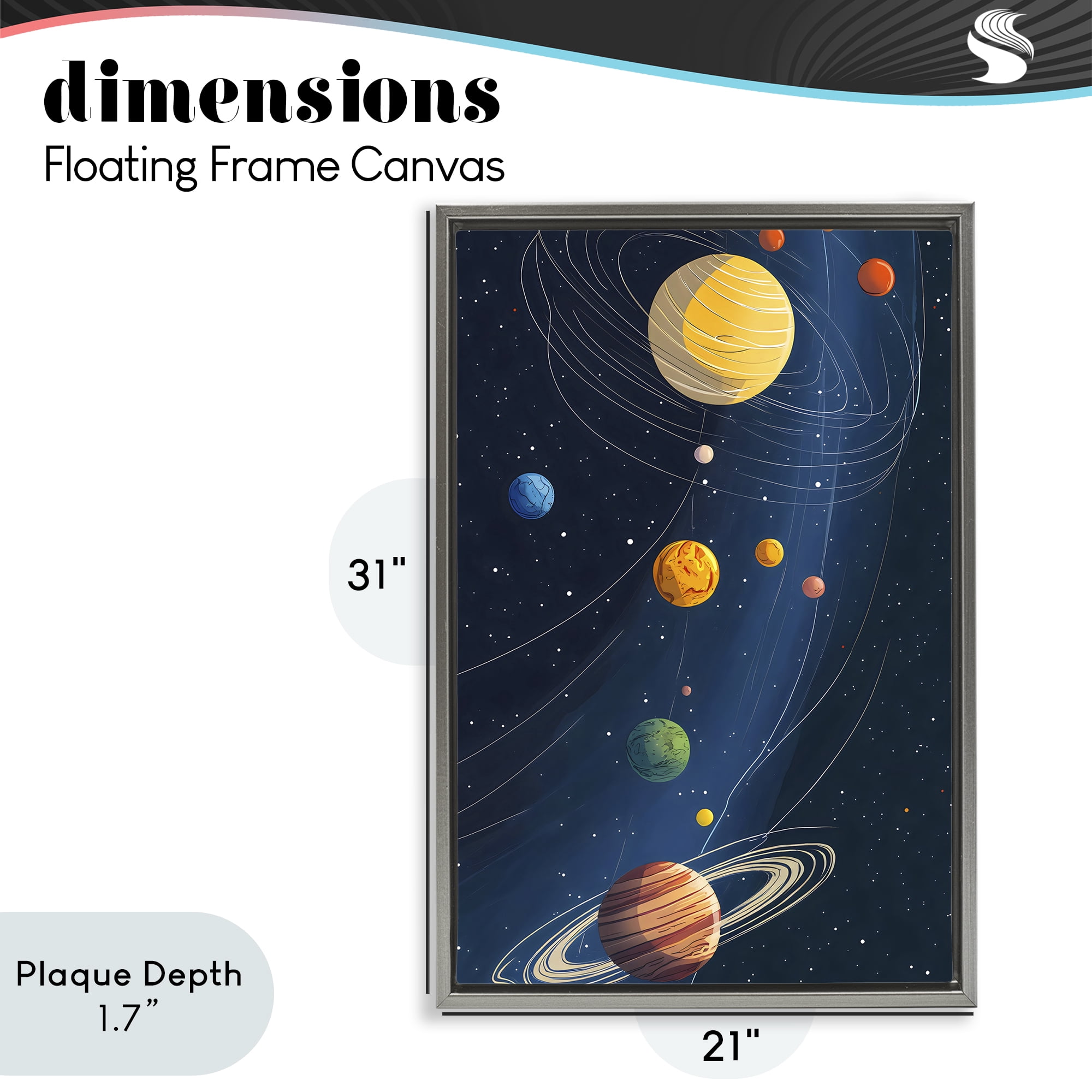 Stupell Industries Planets Aligned in Celestial Orbit Gray Framed Floater Canvas Wall Art, design by Creative Studio