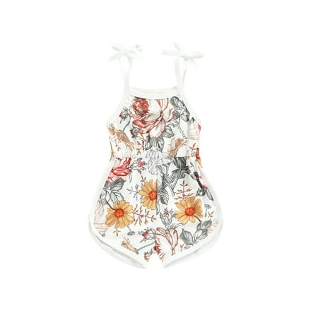 

Coduop Toddler Baby Girl s Cute One Piece Romper Sleeveless Tie-Up Infants Ribbed Overalls Playsuit