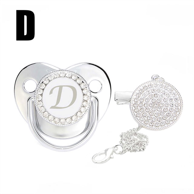 DPTALR Baby Pacifier 26 Letter Name Initial Clip Silicone Infant Nipple Bling Newborn Pacifier