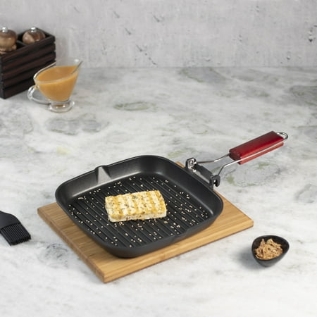 

Wonderchef Die Cast Non-Stick Aluminum Wooden Handle Indian Cooking Folding Grill Pan 24cm Black