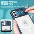 thumbnail image 3 of Case for iPhone 12 /iPhone 12 Pro Compatible with Magsafe with Camera Cover Slide,Military Grade Shock Resistant Heavy Duty Clear Hard Back Protective Case Teal, 3 of 12