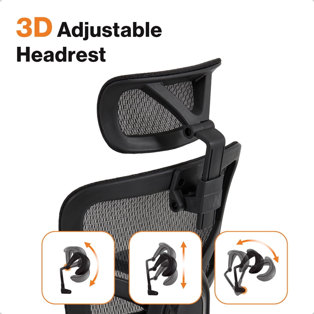 Wellnewlife Prestige Ergonomic Office Chair - Height Adjustable Backrest Lumbar Support, Seat Depth Adjust, 3D Headrest, 4D Armrests, Blade Wheels, Mesh Computer Gaming Executive Swivel Black